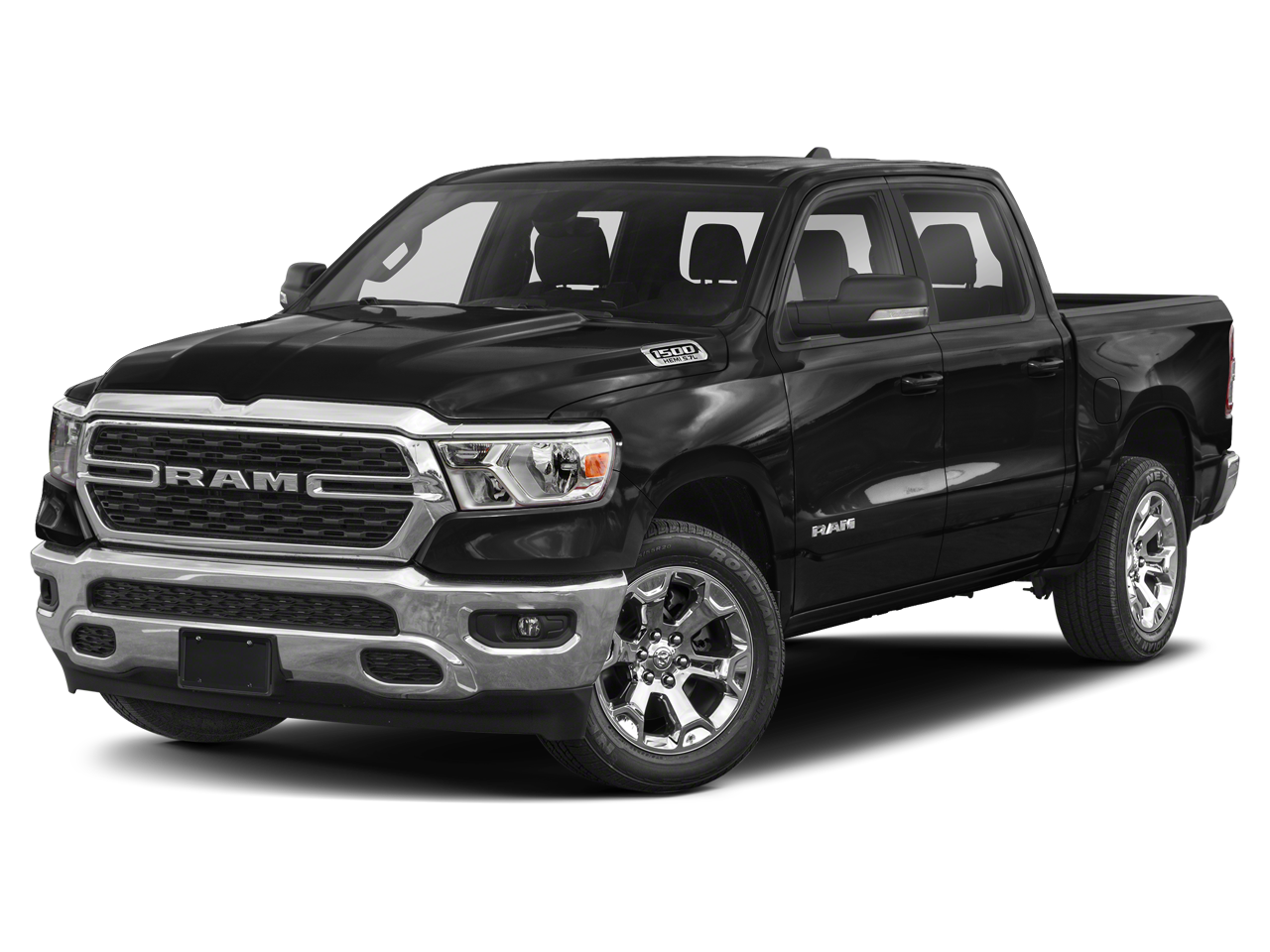 2022 RAM 1500 Big Horn/Lone Star in Diamond Black Crystal Pearlcoat — front three-quarter view