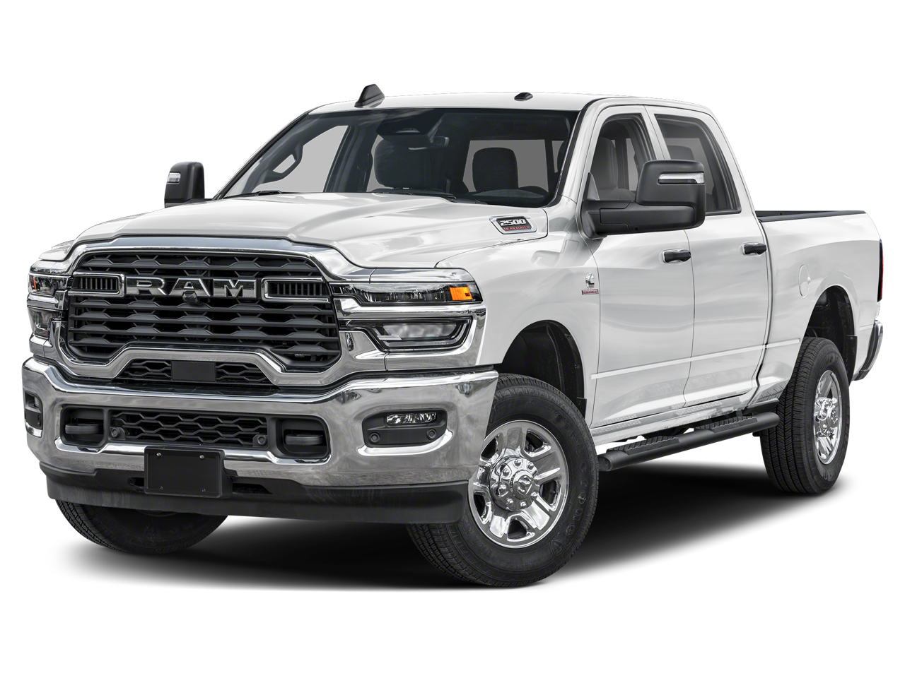 2026 RAM 2500 Black Express 4x4 Crew Cab 6'4" Box in Bright White Clearcoat — front three-quarter view