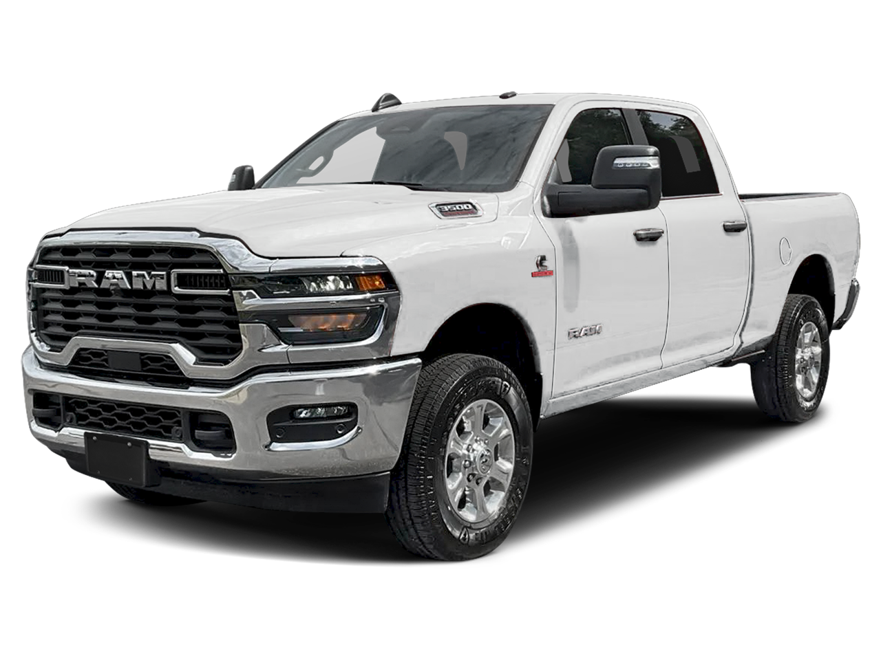 2026 RAM 3500 Big Horn Lone Star 4x4 Crew Cab 8' Box in Bright White Clearcoat — front three-quarter view