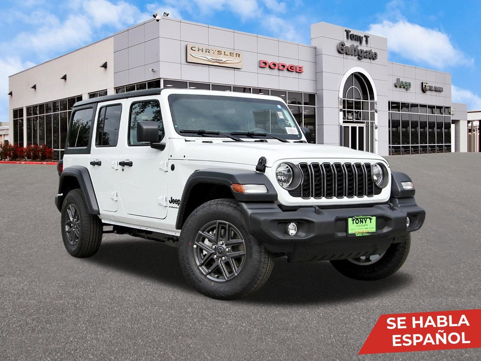 2026 Jeep Wrangler Sport 4 Door 4x4 in Bright White Clearcoat — front three-quarter view