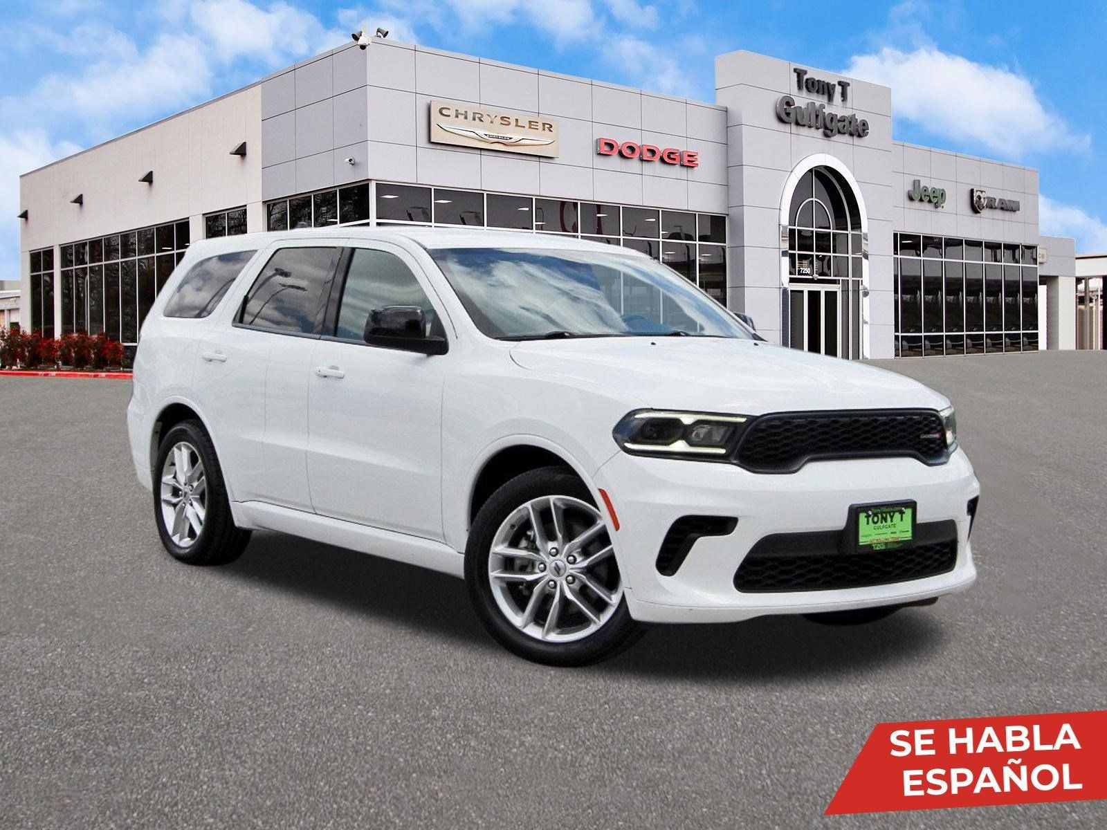 2023 Dodge Durango GT in White Knuckle Clearcoat — front three-quarter view