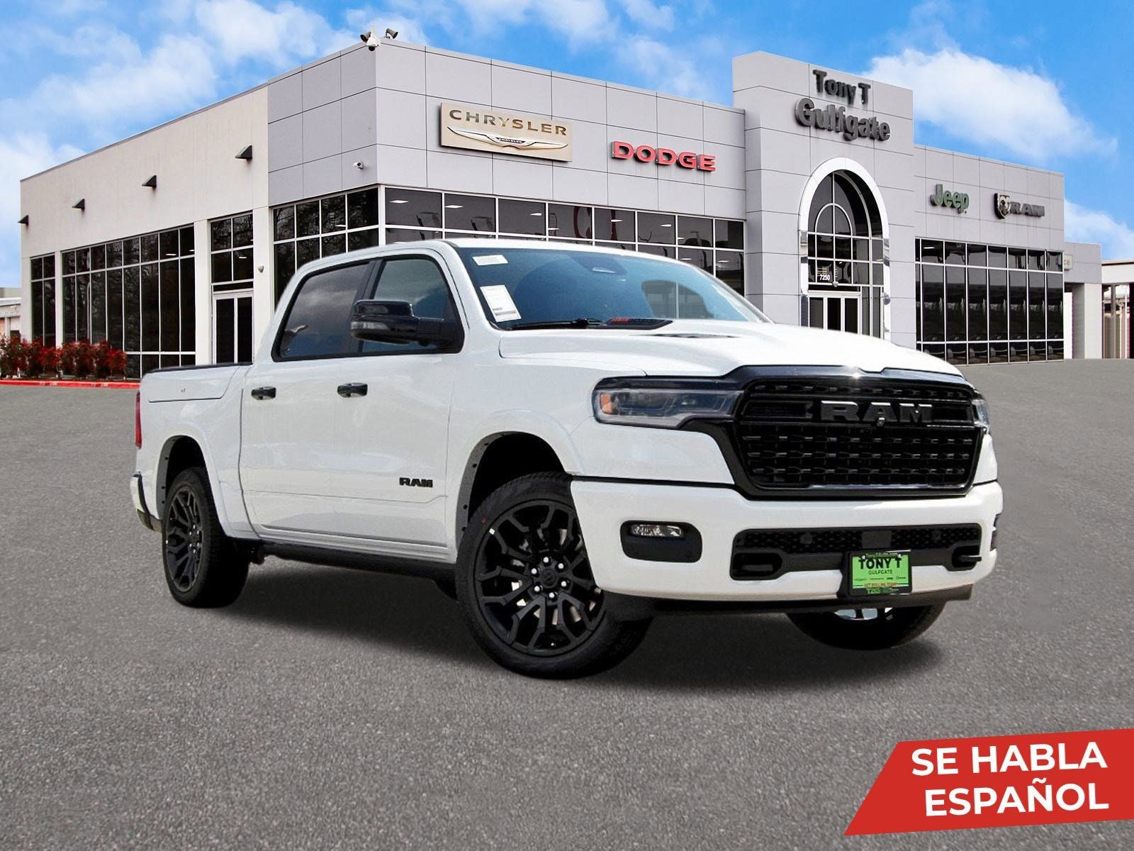 2026 RAM 1500 Limited 4x4 Crew Cab 5'7" Box in Ivory White Tri-Coat Pearlcoat — front three-quarter view