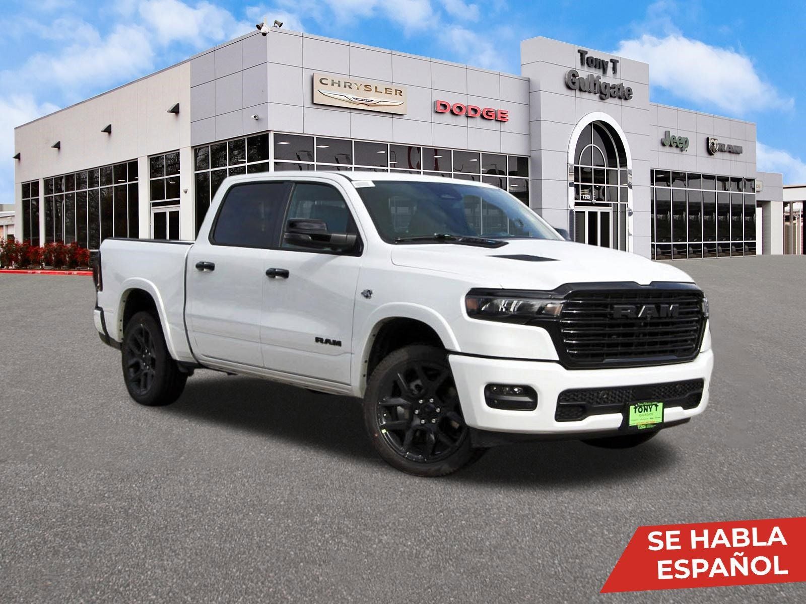 2026 RAM 1500 Laramie 4x4 Crew Cab 5'7" Box in Bright White Clearcoat — front three-quarter view