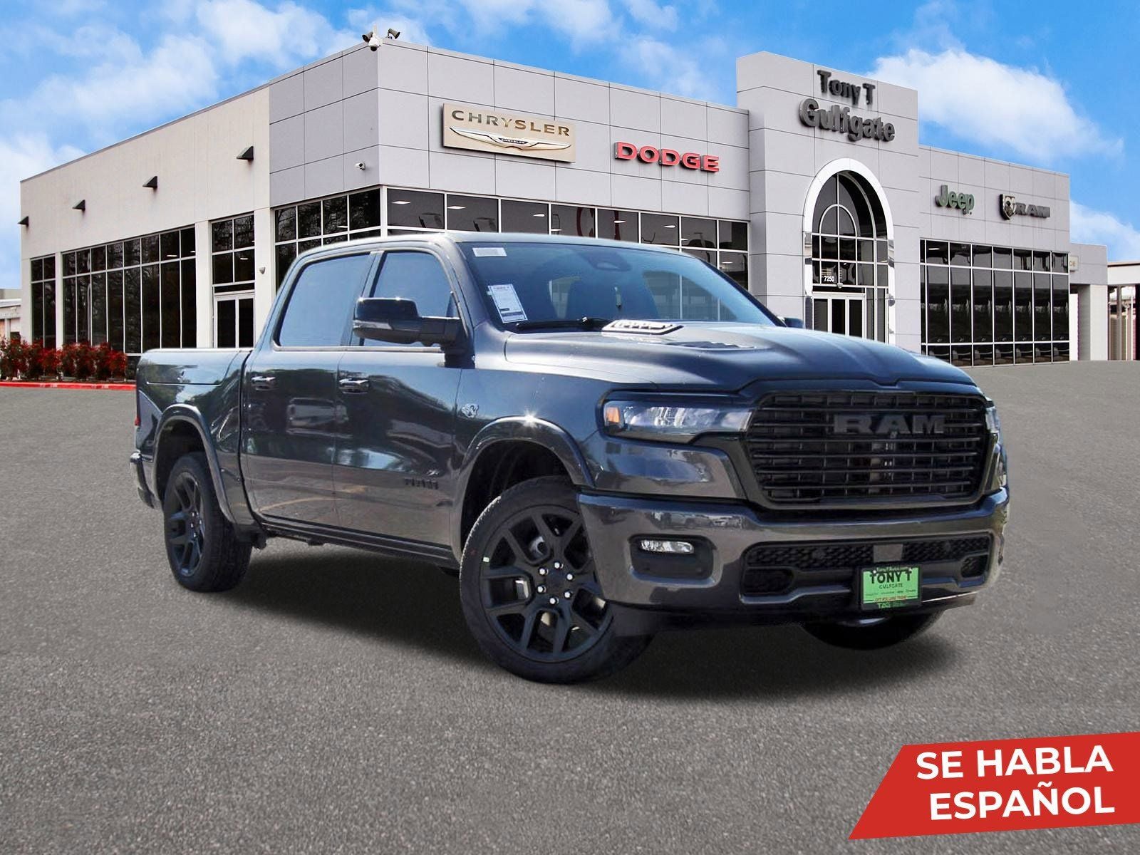 2026 RAM 1500 Laramie 4x4 Crew Cab 5'7" Box in Granite Crystal Metallic Clearcoat — front three-quarter view