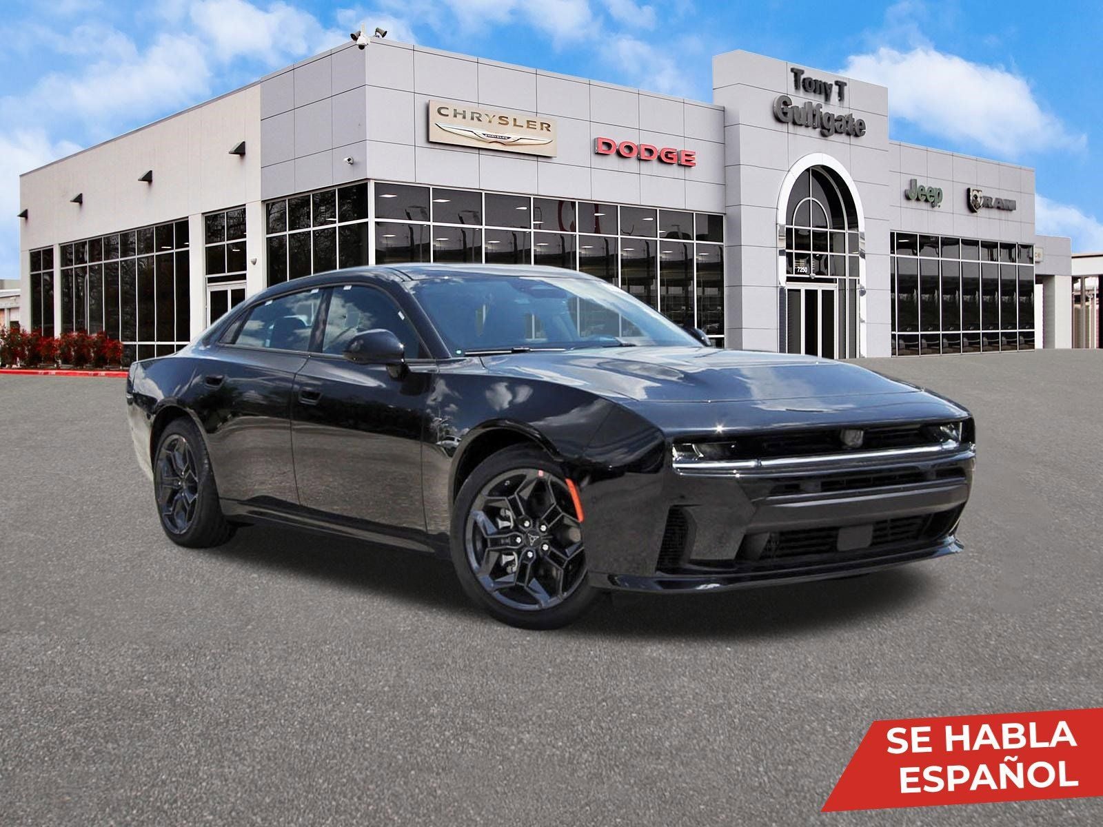 2026 Dodge Charger R/T Plus 4-Door AWD in Diamond Black Crystal Pearlcoat — front three-quarter view