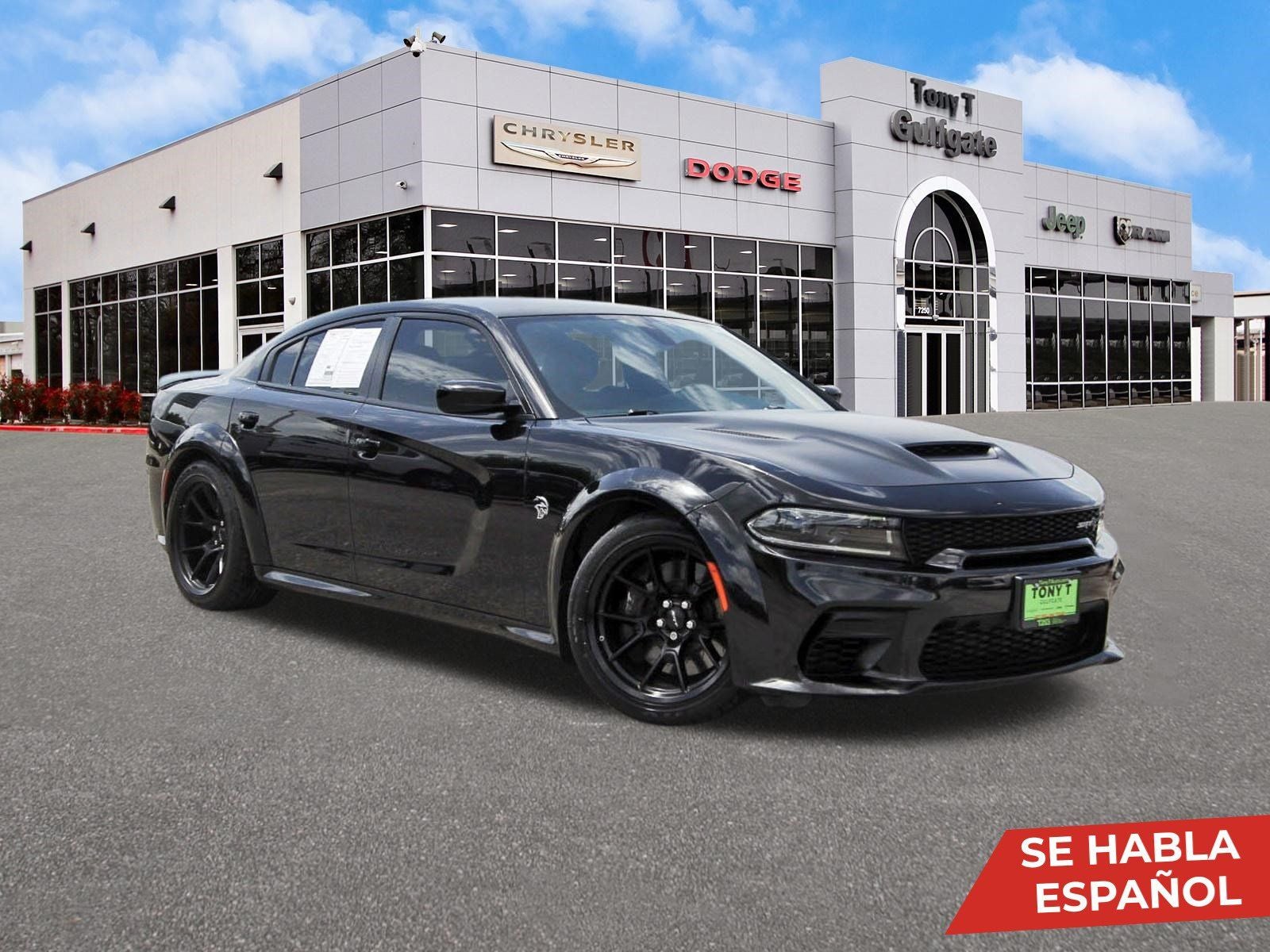 2023 Dodge Charger SRT Hellcat Widebody in Pitch Black Clearcoat — front three-quarter view