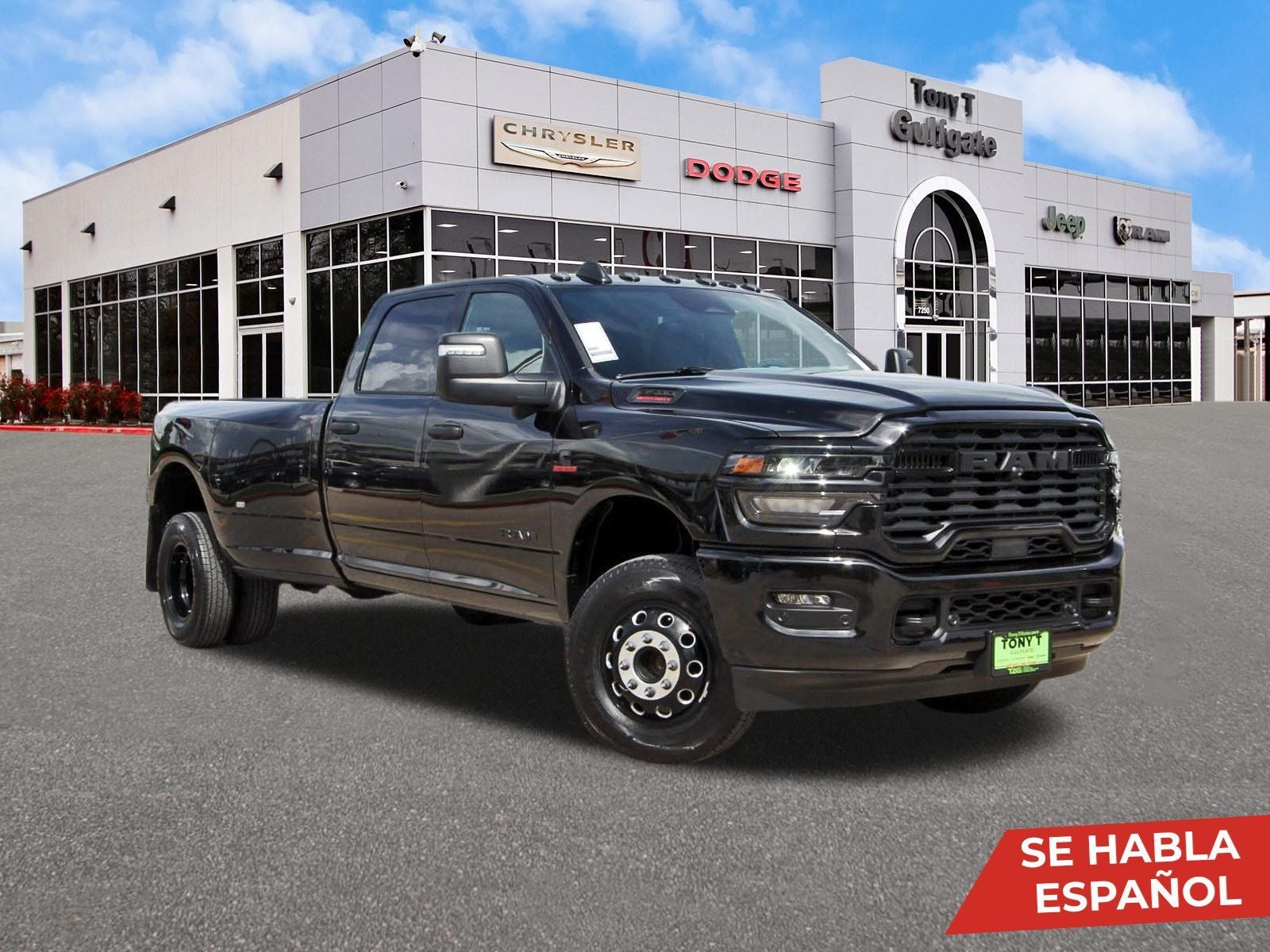 2026 RAM 3500 Big Horn Lone Star 4x4 Crew Cab 8' Box in Diamond Black Crystal Pearlcoat — front three-quarter view