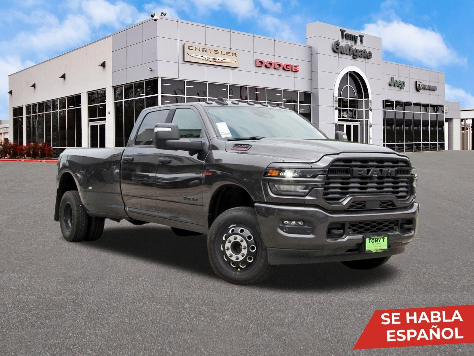 2026 RAM 3500 Big Horn Lone Star 4x4 Crew Cab 8' Box in Granite Crystal Metallic Clearcoat — front three-quarter view
